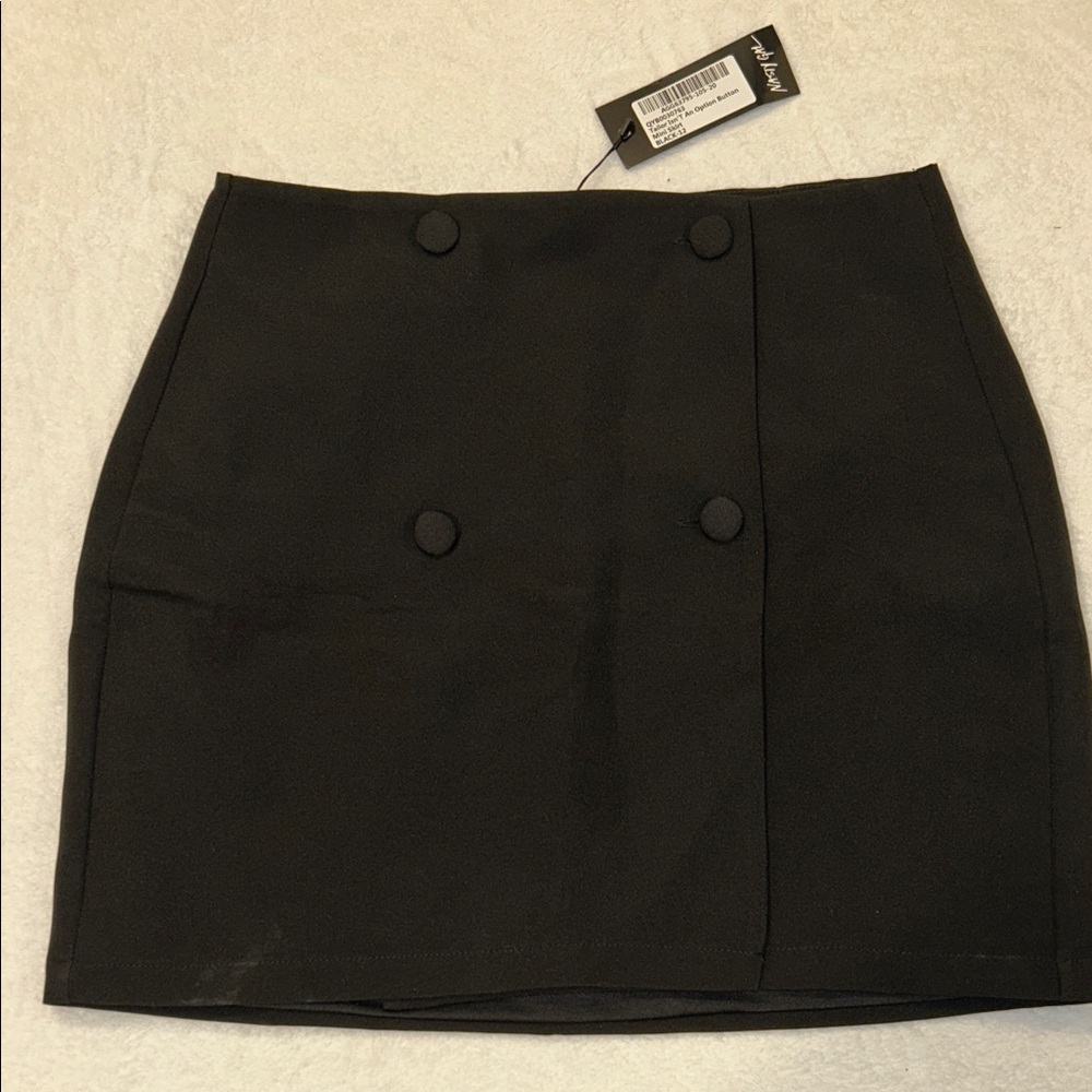NWT NastyGal Black Double-Button Mini Skirt